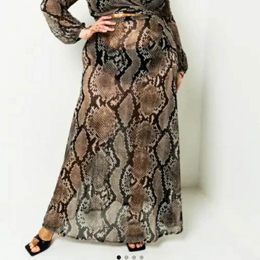 Snake print maxi skirt